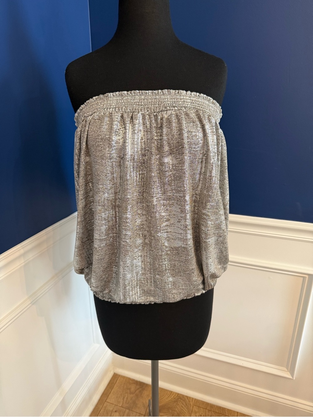 Anthropologie Silver Shimmer tube top